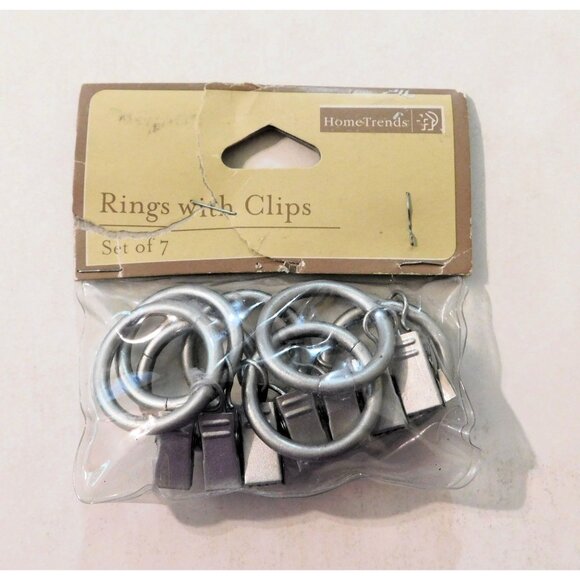 HomeTrends Rings With Clips Set Of 7 Nickel Finish Silver 1 Inch Diameter - Picture 1 of 2